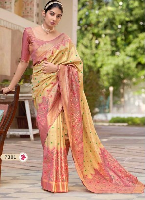 Beige Color Kanjivaram Silk Saree