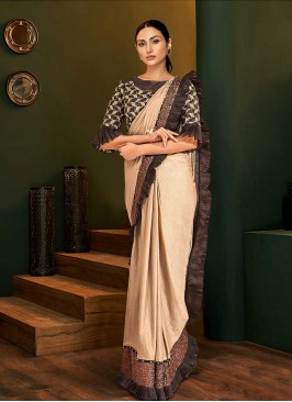 Beige Color Saree With Readymade Blouse