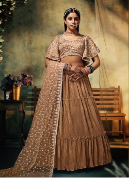 Beige Color Satin Latest Design Lehenga