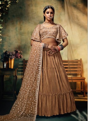 Beige Color Satin Latest Design Lehenga