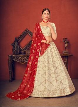 Beige Color Thread Work Lehenga Choli