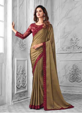 Beige Color Two Tone Georgette Saree