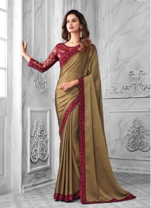 Beige Color Two Tone Georgette Saree