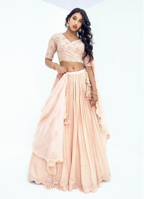 Beige Embroidered A Line Lehenga Choli