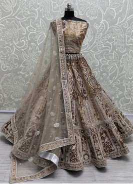 Beige Embroidered Bridal Designer Lehenga Choli