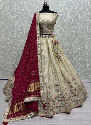 Beige Engagement A Line Lehenga Choli