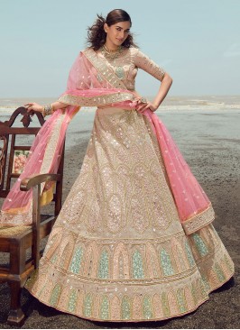 Beige Organza Lehenga Choli