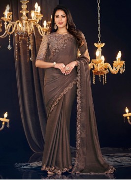 Beige Shimmer Georgette Saree