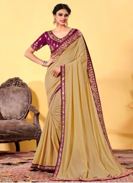 Beige Silk Traditional Designer Saree