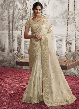 Best Cream Contemporary Saree