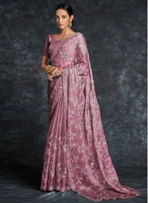 Best Embroidered Purple Trendy Saree