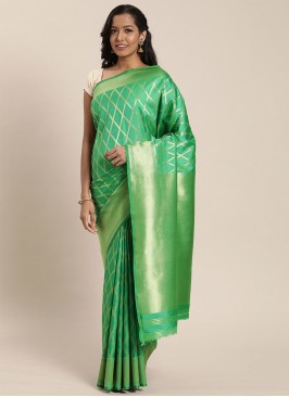 Best Green Kanjivaram Silk Traditional Designer Sa