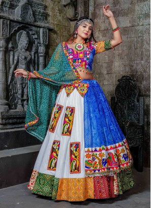 Best White Patch Border A Line Lehenga Choli
