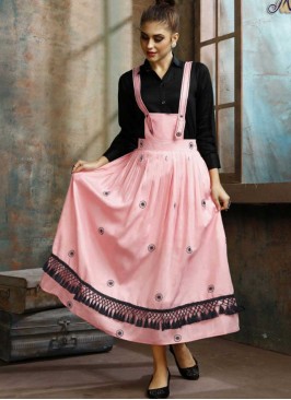 Black And Pink Readymade Shirt With Bottom