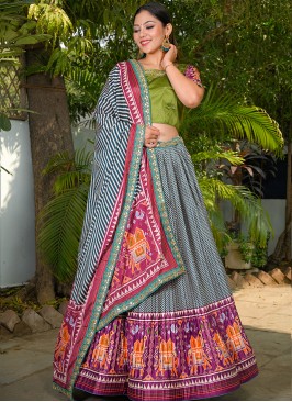 Black And Purple Color Silk Lehenga