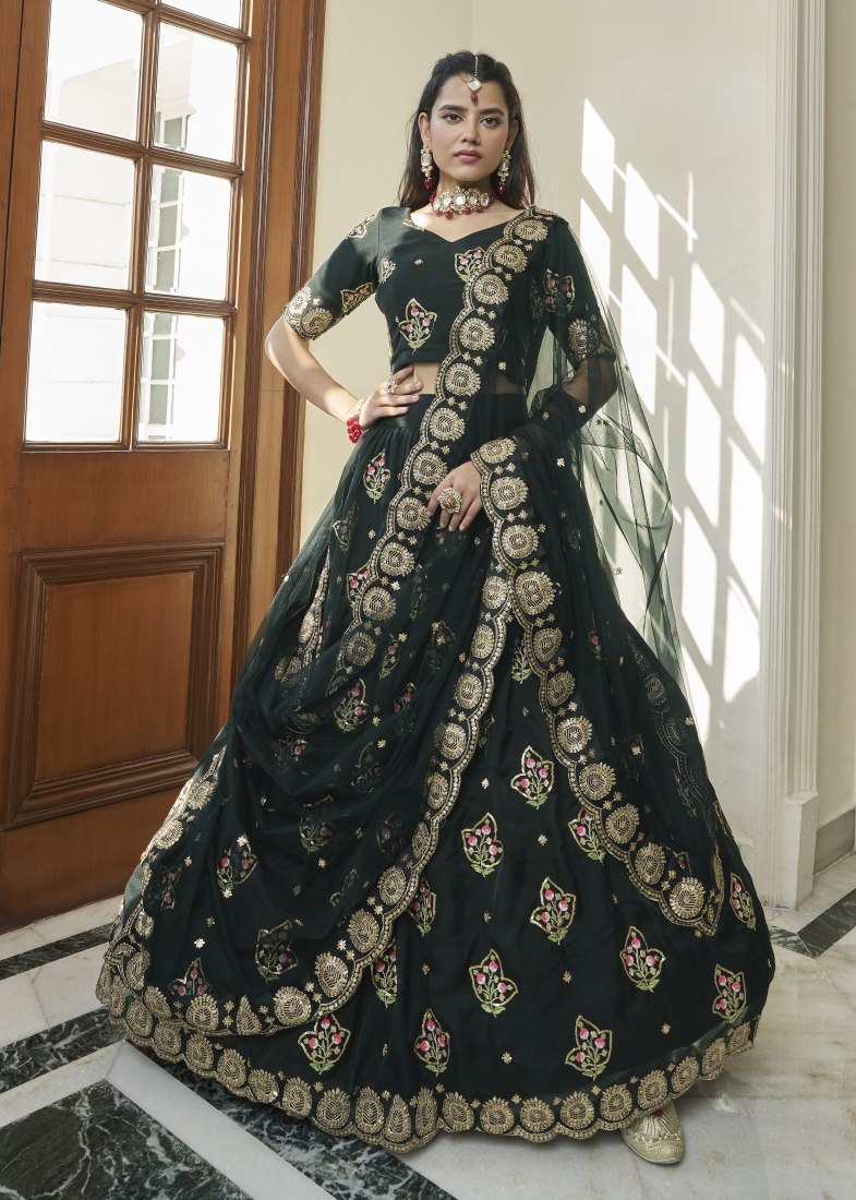 Black Beautiful Zari And Embroidery Party Wear Lehenga Choli