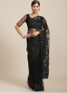 Black Casual Net Classic Saree