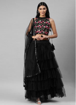 Black Ceremonial Net Trendy Lehenga Choli
