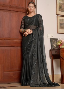 Black Chiffon Party Classic Saree