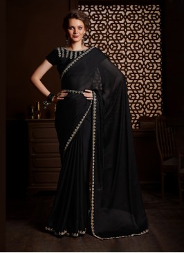 Black Chiffon Trendy Saree