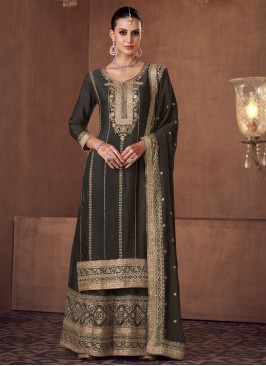 Black Chinon Reception Trendy Salwar Kameez