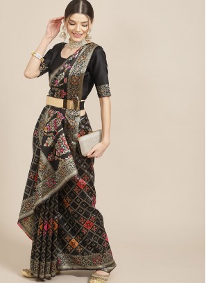 Black Color Banarasi Silk Saree
