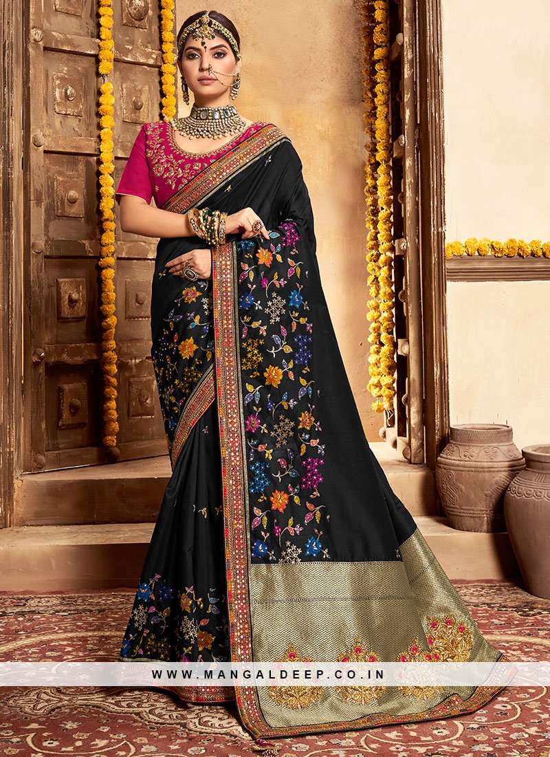 Black Colour Banarasi Silk Saree.