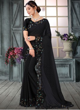 Black Color Contemporary Saree