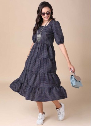 Black Color Cotton Printed Kurti