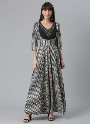 Black Color Crepe Printed Kurti