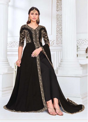 Black Color Georgette Embroidered Long Suit