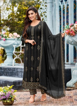 Black Color Georgette Embroidered Pakistani Suit