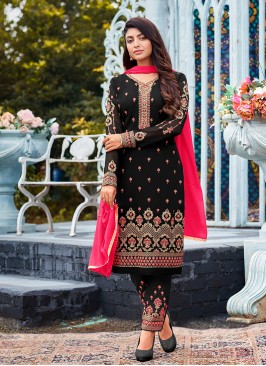 Black Color Georgette Embroidered Pakistani Suit