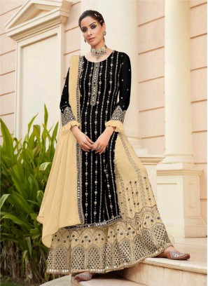 Black Color Georgette Latest Sharara