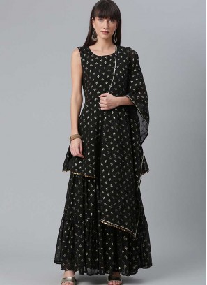 Black Color Georgette Sharara Suit