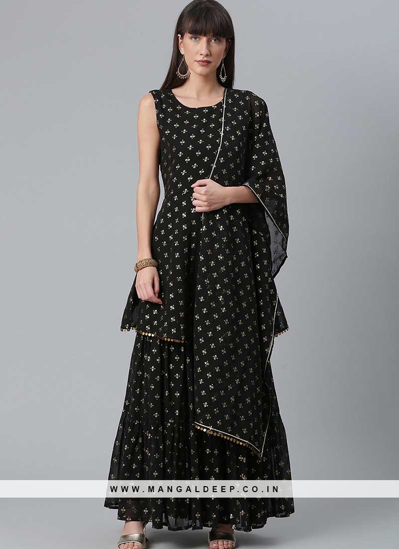 Luxury Georgette Black Sharara Suit Online Shopping For Women USA – Sunasa