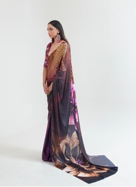 Black Color Japan Satin Latest Saree