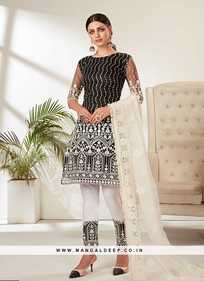 Black Color Net Embroidered Pakistani Suit