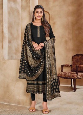 Black Color Rayon Festive Wear Gown