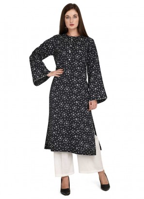 Black Color Rayon Printed Kurta Bottom