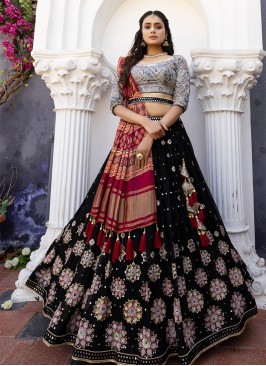 Black Color Sequins Work Lehenga
