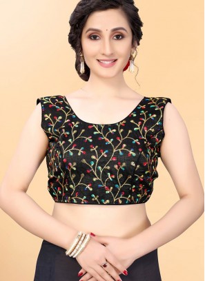 Black Color Silk Embroidered Blouse