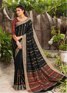 Black Color Silk Party Wear Saree