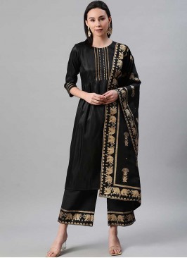 Black Color Silk Readymade Dress