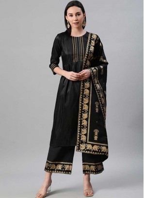 Black Color Silk Readymade Dress