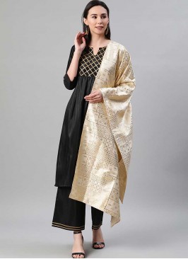 Black Color Silk Readymade Suit