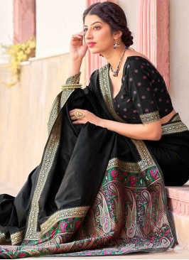 Black Color Silk Tradiotional Wear Saree