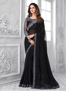Black Color Two Tone Chiffon Saree