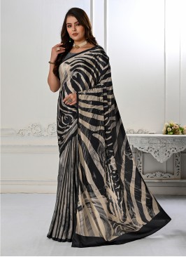 Black Crepe Silk Party Classic Saree