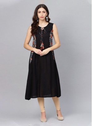 Black Designer Viscose Casual Kurti